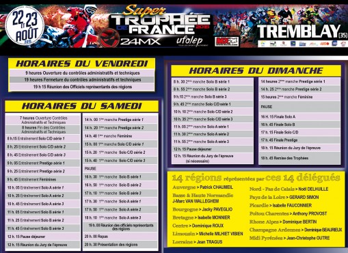 Les horaires du Super Trophée de France